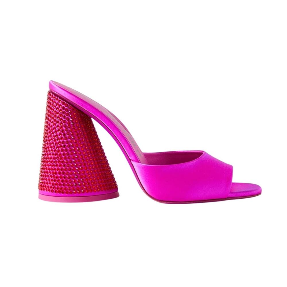 The Attico Crystal Embellished Fuchsia Luz Mules Size 8